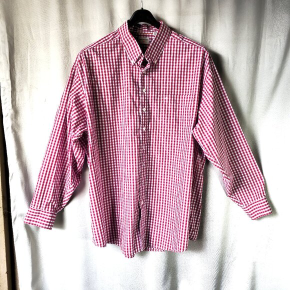 Dockers Men's Long Sleeve Button Down Red White Blue Check Shirt 2XLT NWOT TALL - Picture 1 of 10